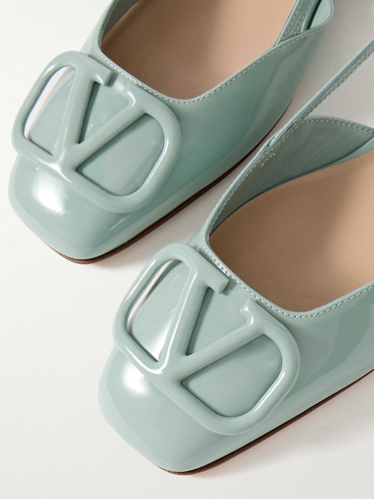 VALENTINO GARAVANI VLOGO 30 PATENT-LEATHER SLINGBACK FLATS
