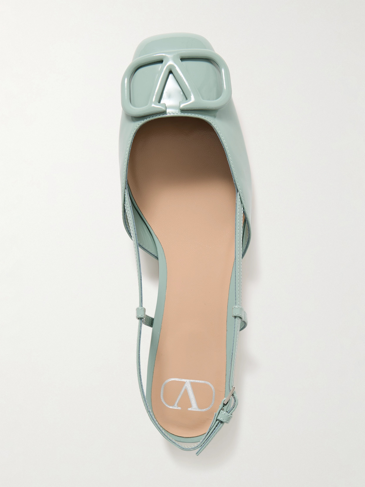 VALENTINO GARAVANI VLOGO 30 PATENT-LEATHER SLINGBACK FLATS