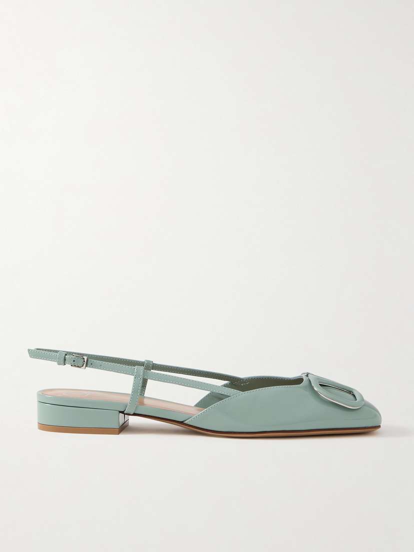 Valentino Garavani Vlogo 30 Patent-leather Slingback Flats