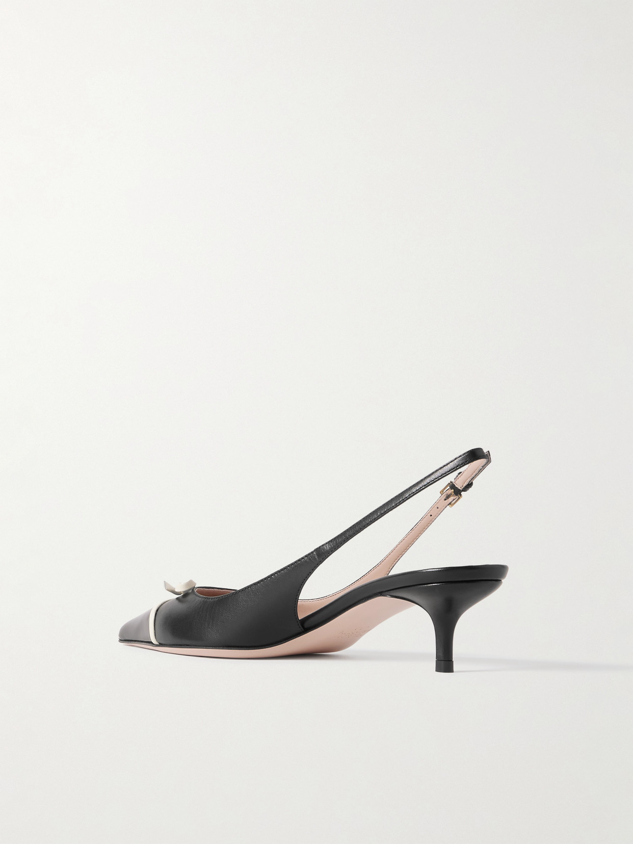 Valentino Bepointy 45 Bow-embellished Leather Slingback Pumps In Black