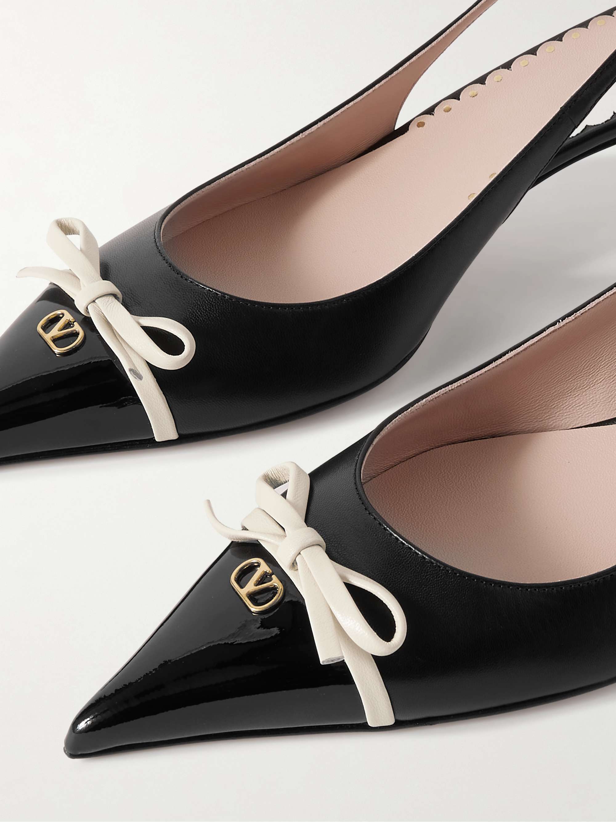 Valentino Black Velvet and PVC Bow Pointed Pumps Size 36.5