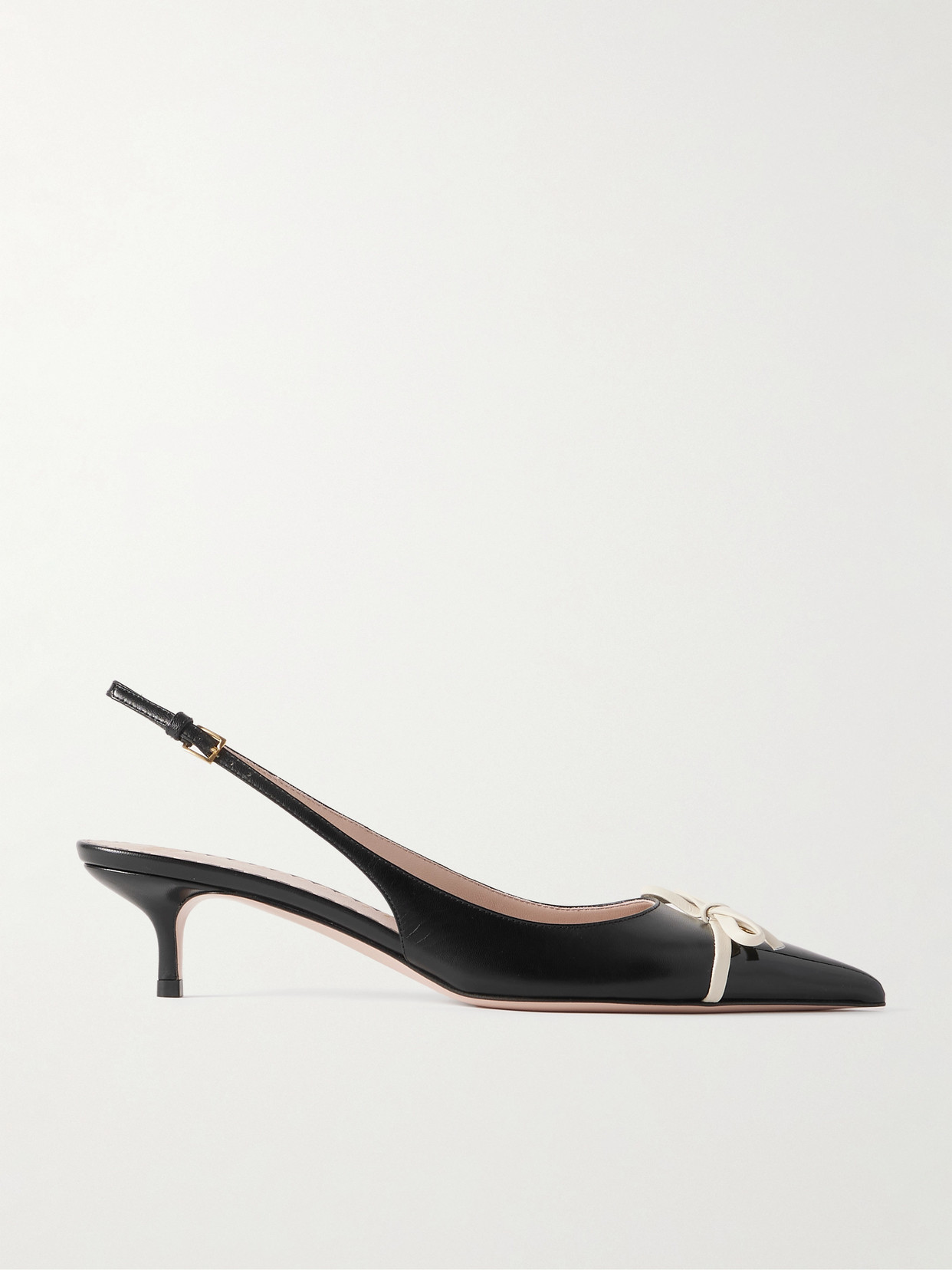 Valentino Bepointy 45 Bow-embellished Leather Slingback Pumps In Black