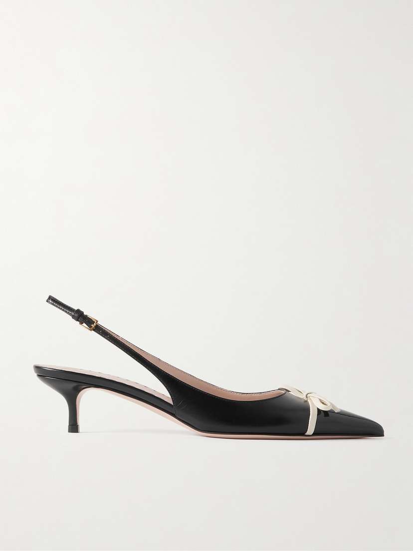 Valentino Garavani Bepointy 45 Bow-embellished Leather Slingback Pumps