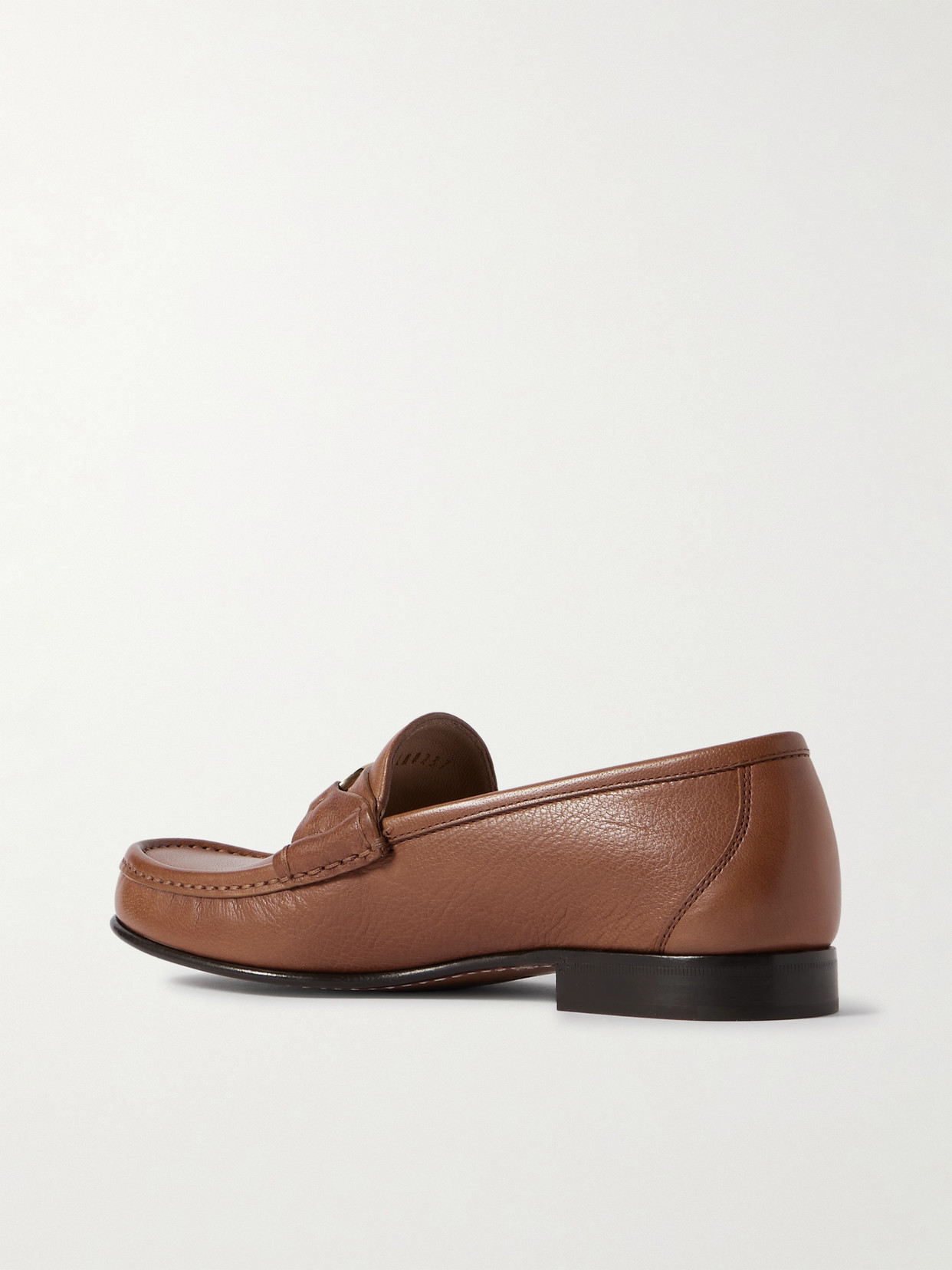 Valentino Vlogo Medallion Leather Loafers In Brown