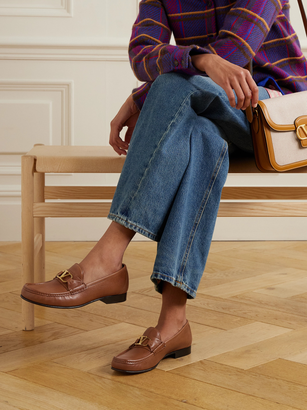 Valentino Vlogo Signature Leather Loafer In Brown
