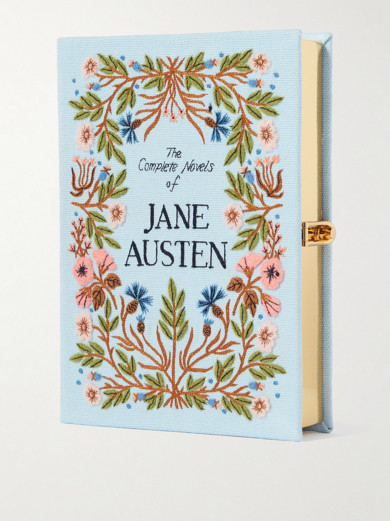 Olympia Le-tan Jane Austen Embroidered Appliquéd Canvas Clutch In Blue