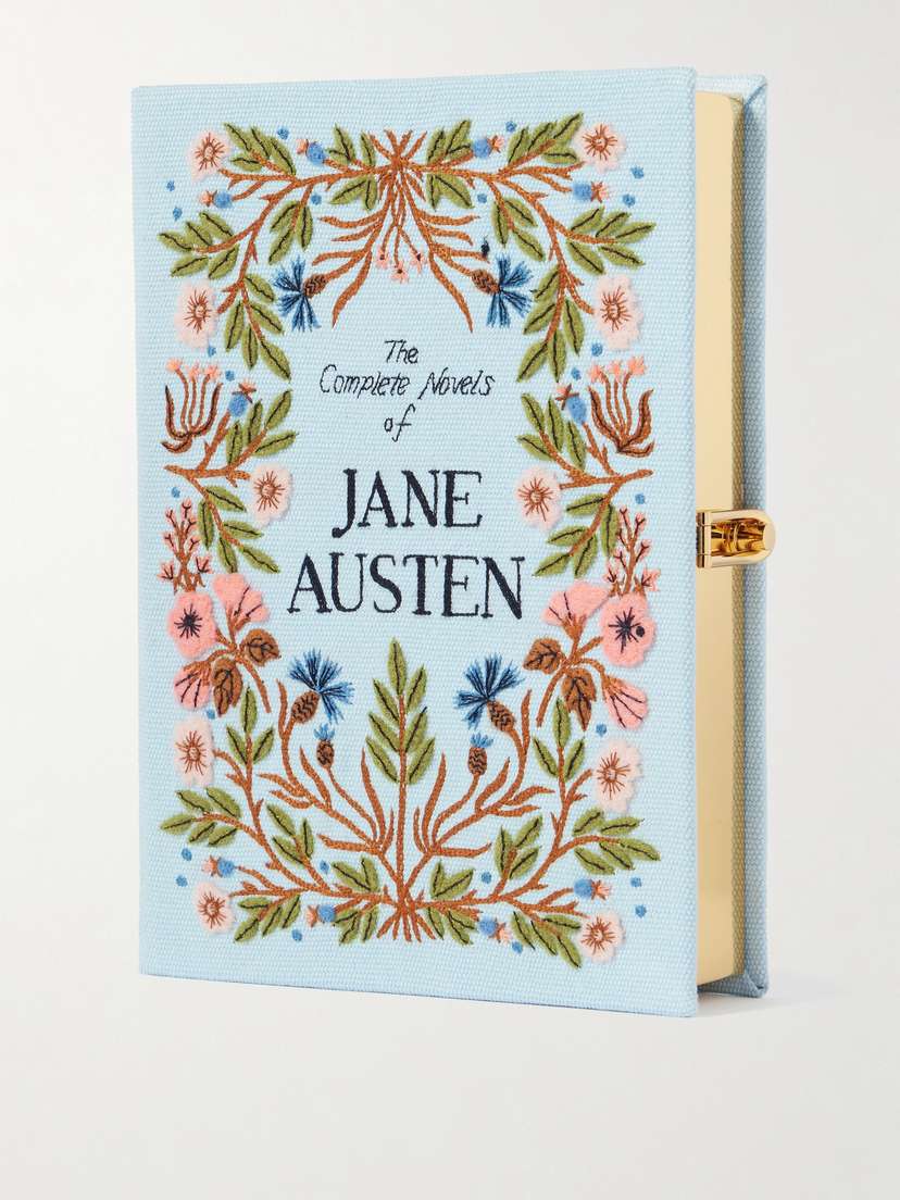 Olympia Le-Tan Jane Austen Embroidered Appliquéd Canvas Clutch