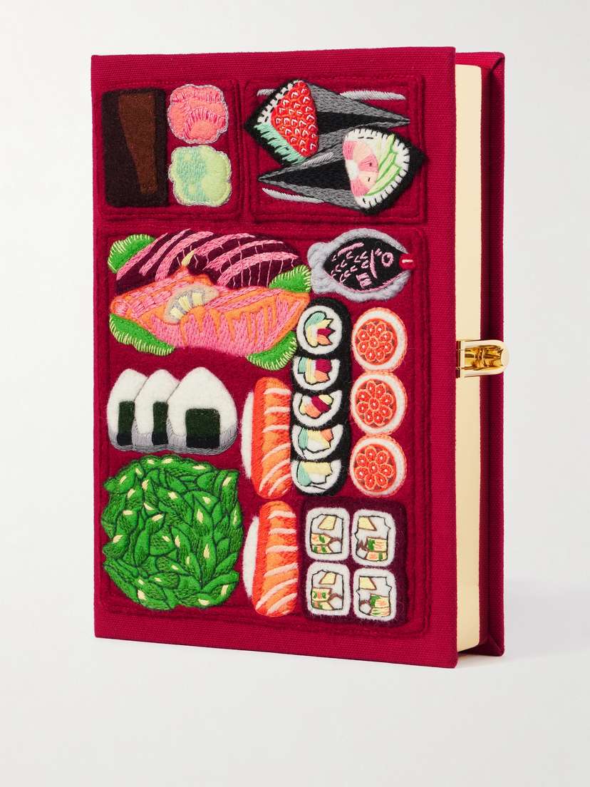 Olympia Le-Tan Bento Embroidered Appliquéd Canvas Clutch