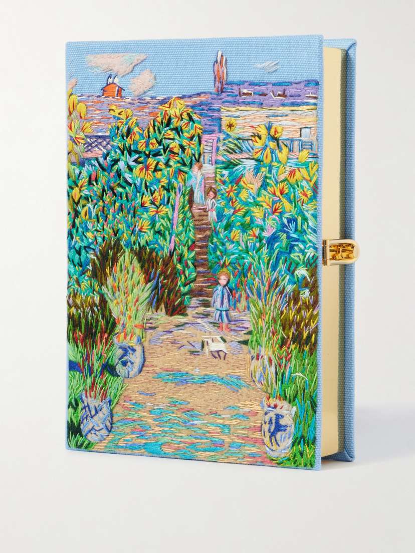Olympia Le-Tan Monet's Garden Embroidered Appliquéd Canvas Clutch