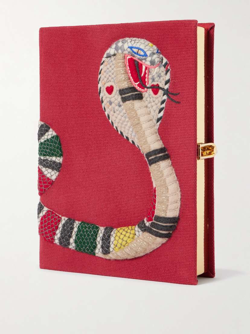 Olympia Le-Tan Year Of The Snake Embroidered Appliquéd Canvas Clutch