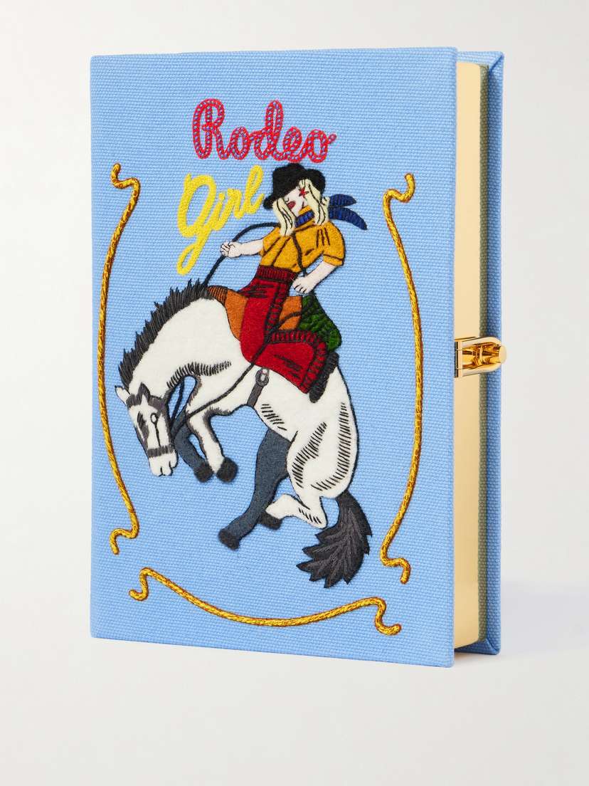 Olympia Le-Tan Rodeo Embroidered Appliquéd Canvas Clutch