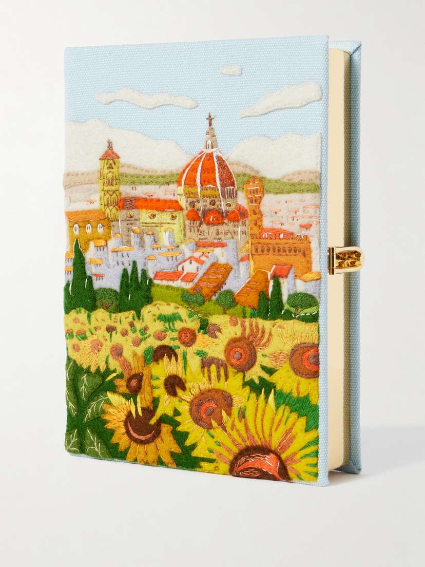 Olympia Le-Tan Firenze Embroidered Appliquéd Canvas Clutch