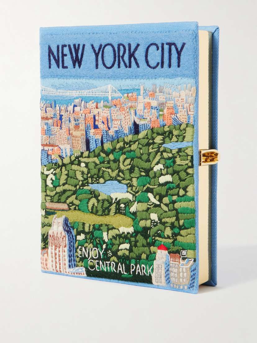 Olympia Le-Tan New York City Embroidered Appliquéd Canvas Clutch