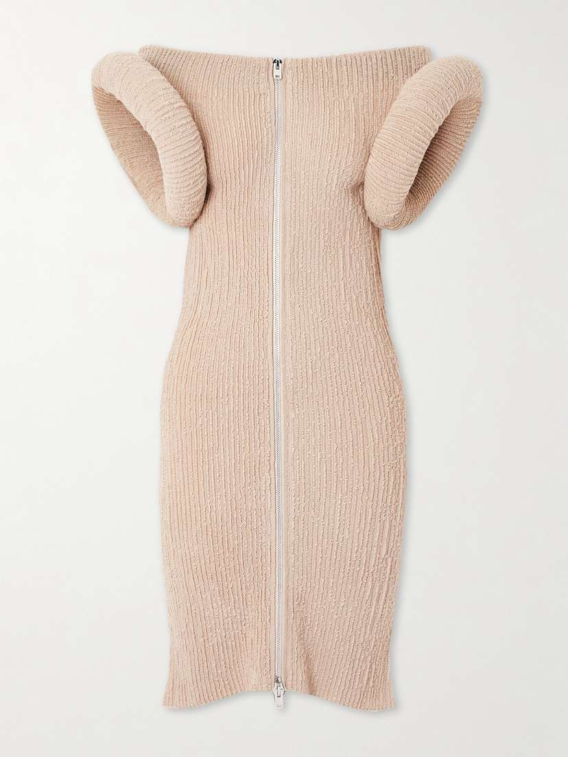 Acne Studios Frayed Ribbed Bouclé Mini Dress