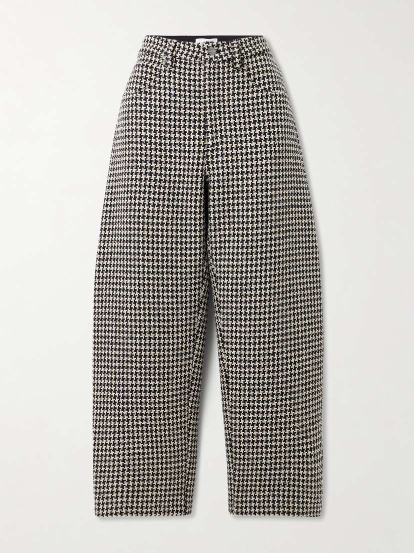 Frame The Tweed Barrel Houndstooth Tweed Wide-leg Pants