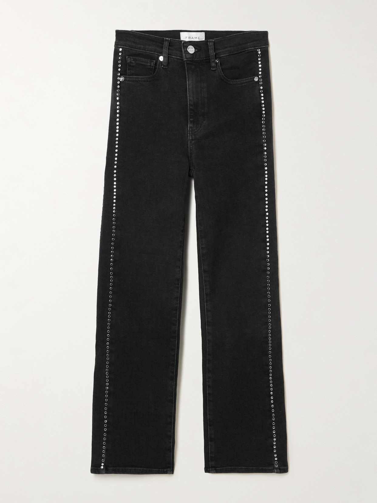 Frame Le Sleek Straight Studded Jeans In Black