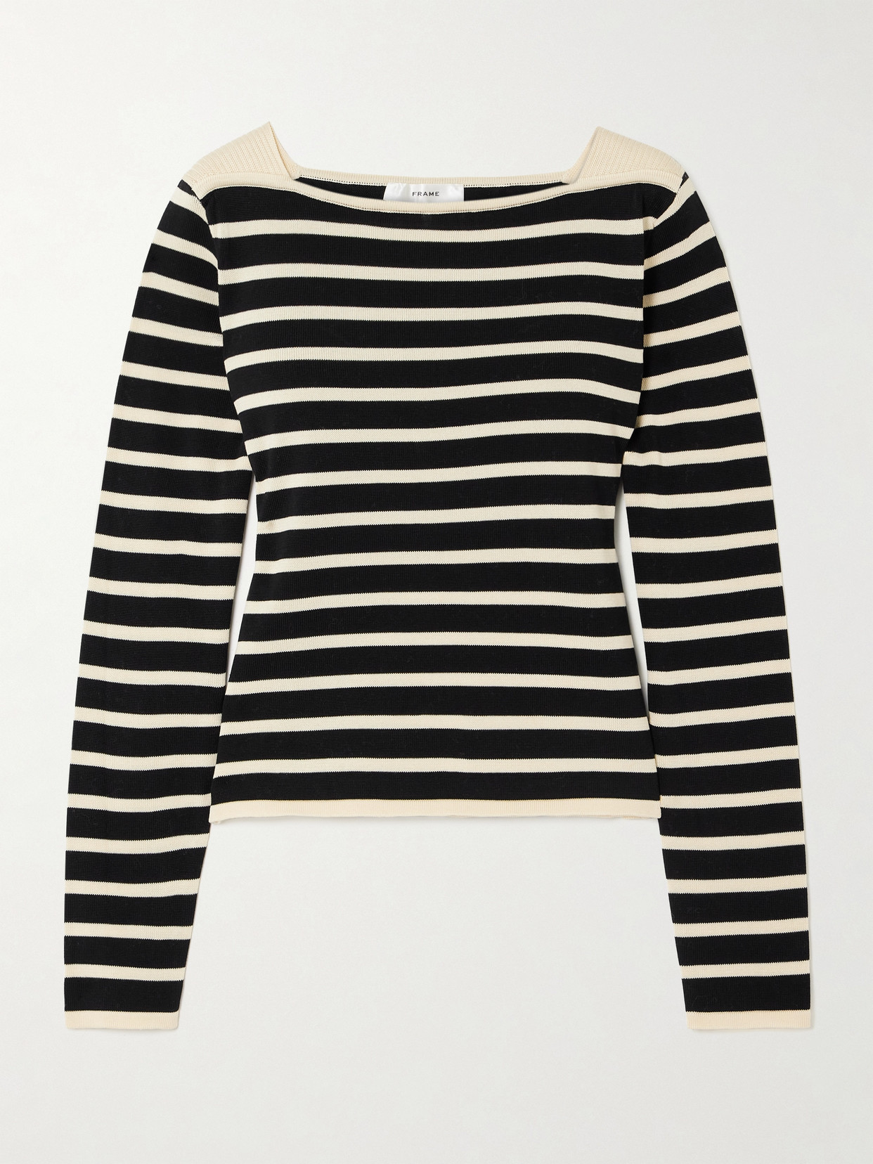 Frame Striped Cotton Jumper In Black
