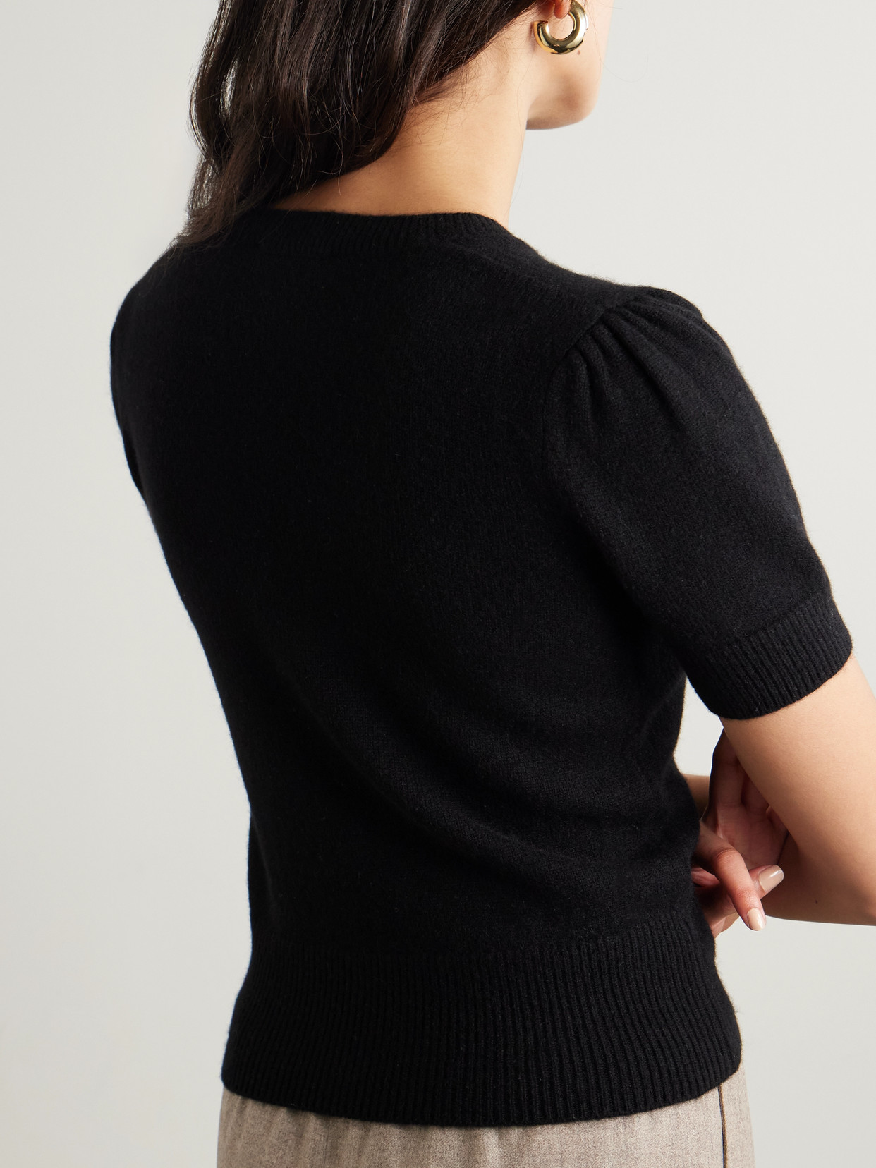 Gathered Recycled-Cashmere Sweater