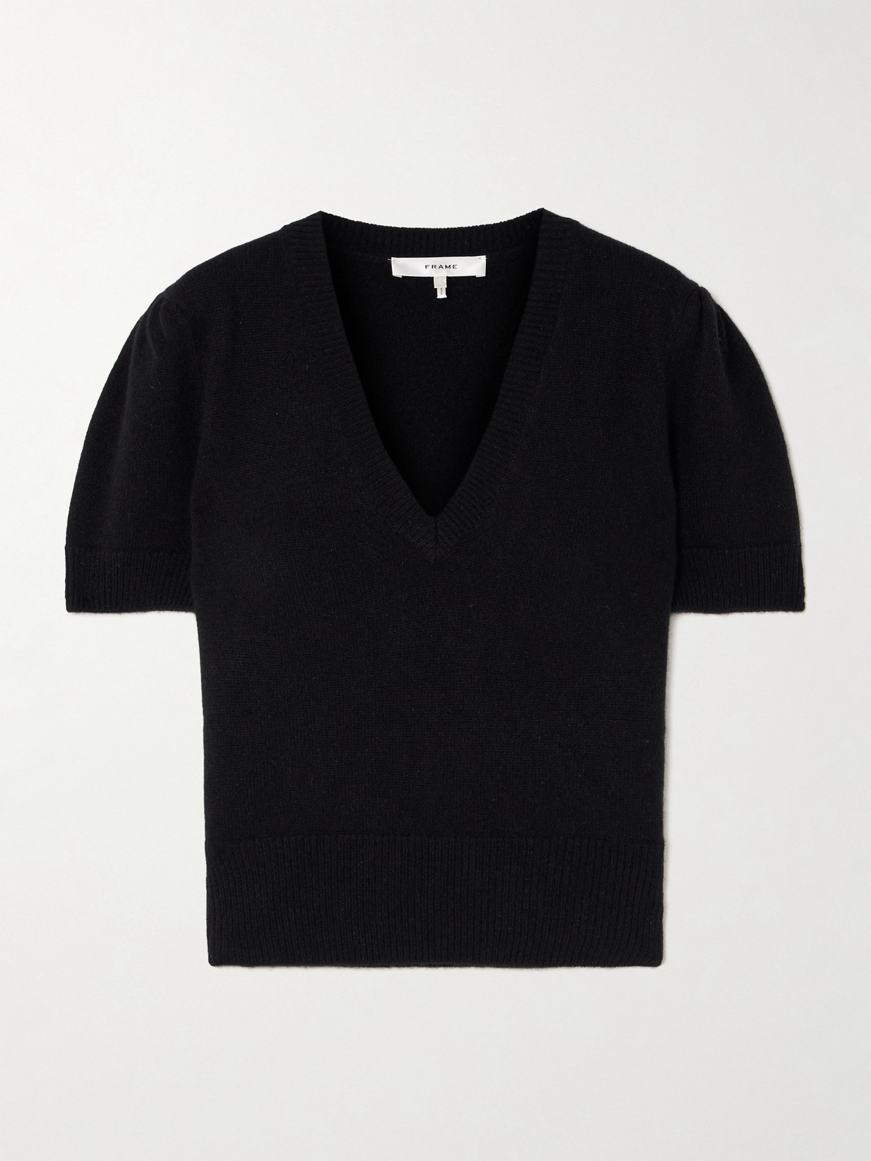 Frame Gathered Recycled-cashmere Sweater In Black