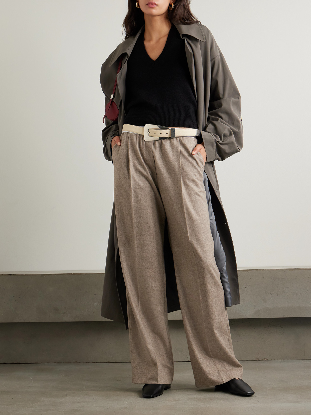 Gathered Recycled-Cashmere Sweater