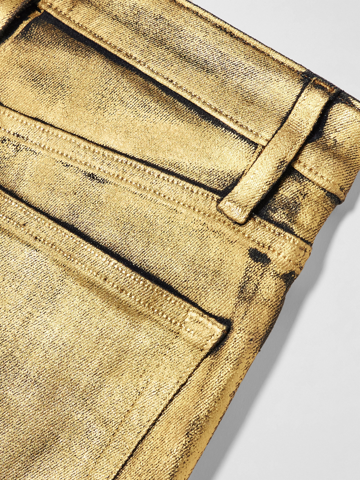 Frame Cropped Mini Bootcut Jeans In Gold Chrome In Gold