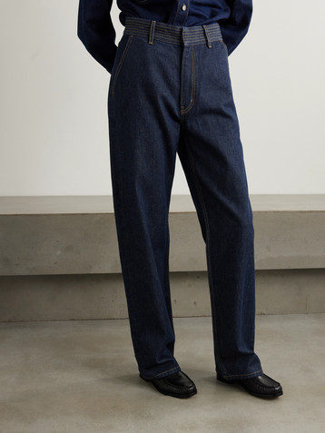 FRAME The Trapunto topstitched high-rise wide-leg organic jeans