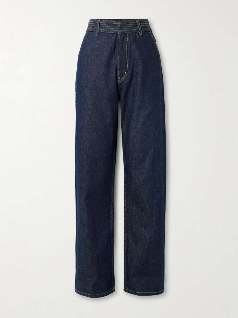 Frame The Trapunto Topstitched High-rise Wide-leg Organic Jeans