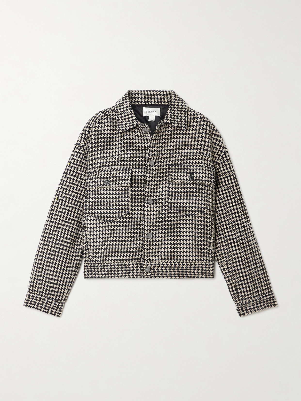 FRAME - Houndstooth Tweed Jacket - Black