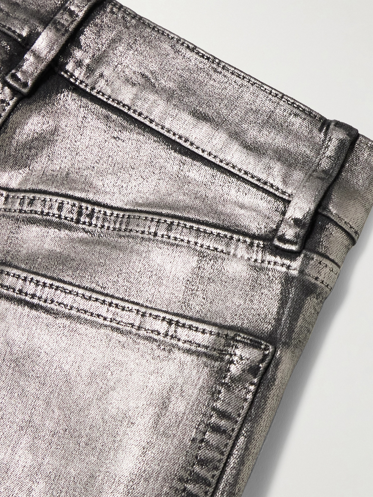 Le Sleek Metallic Coated High-Rise Straight-Leg Jeans