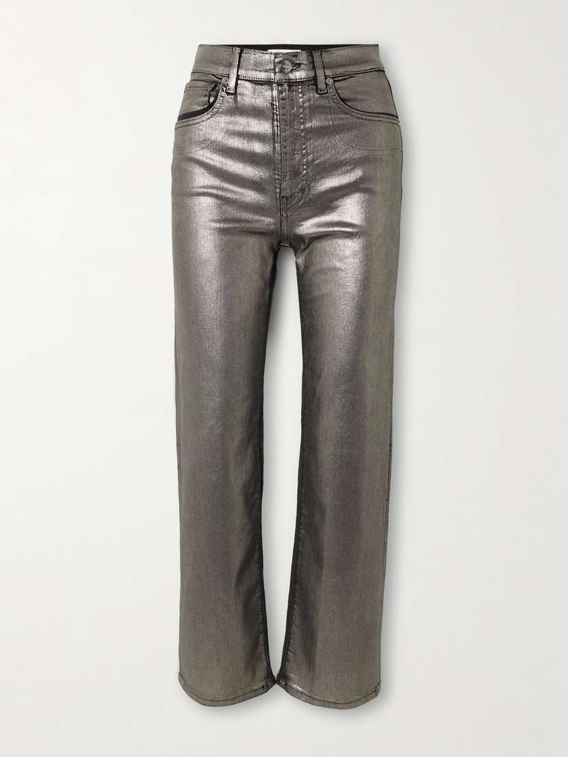 Frame Le Sleek Metallic Coated High-rise Straight-leg Jeans