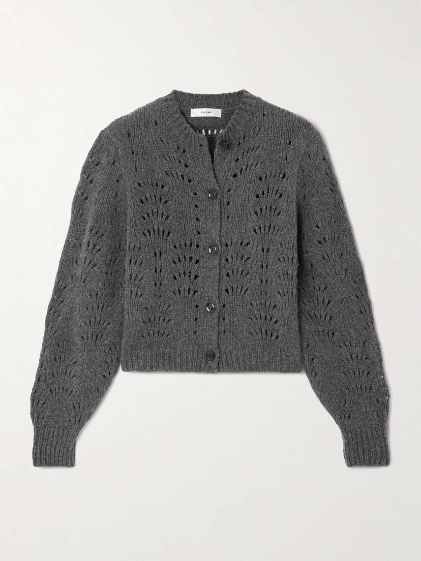 Frame Open-knit Merino Wool Cardigan