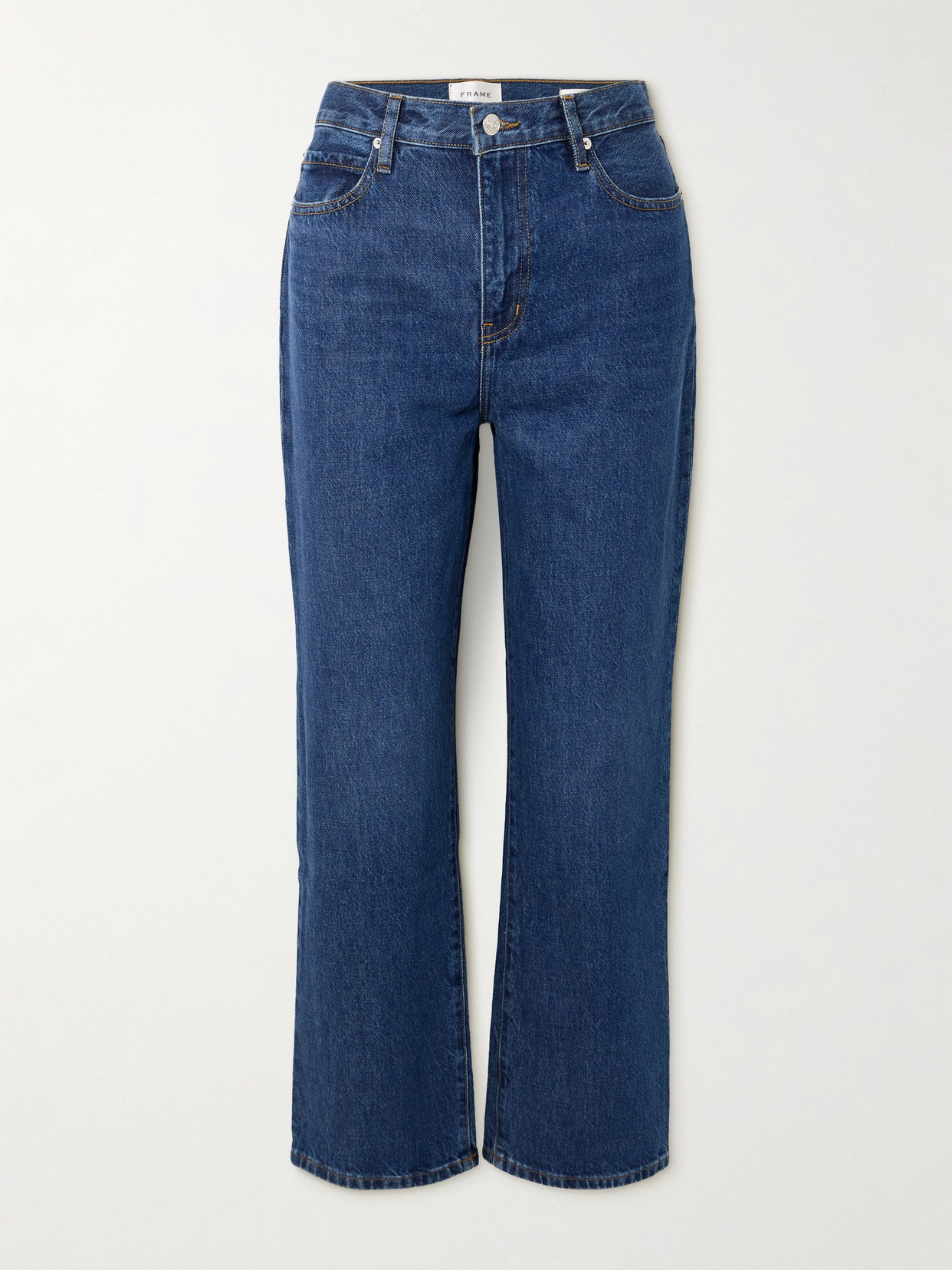 Frame + Net Sustain Le Jane Ankle Cropped High-rise Straight-leg Organic Jeans In Blue