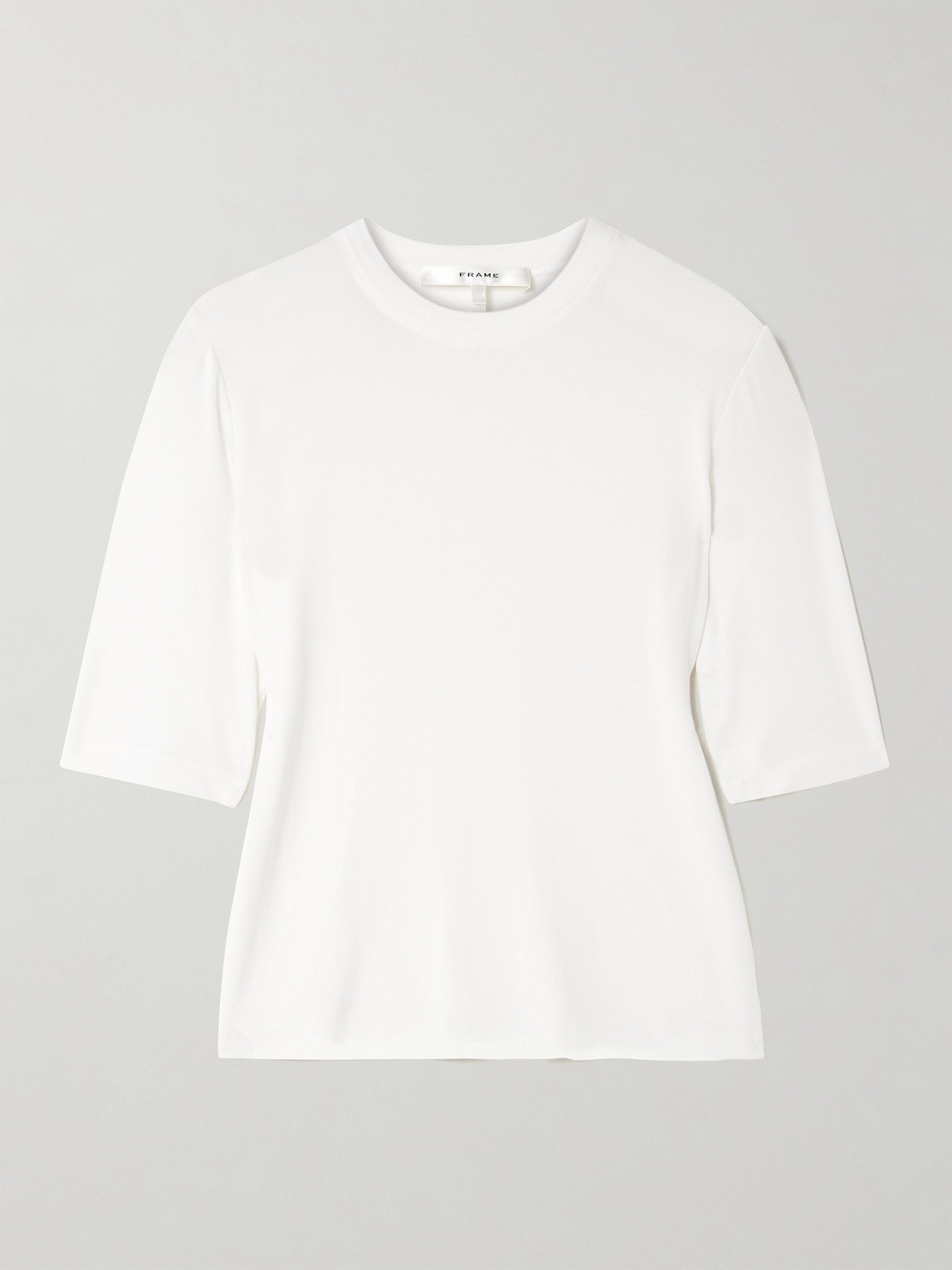 FRAME - Ribbed Stretch-modal T-shirt - White