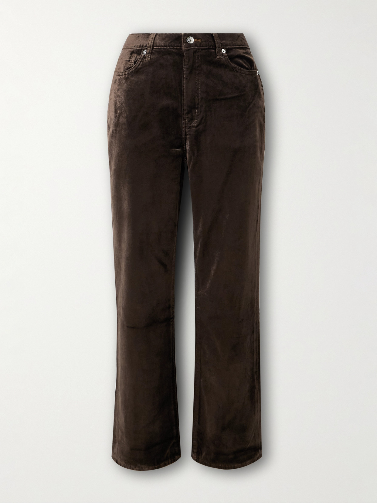 Frame Le Sleek Cropped Cotton-blend Velvet Bootcut Pants In Brown