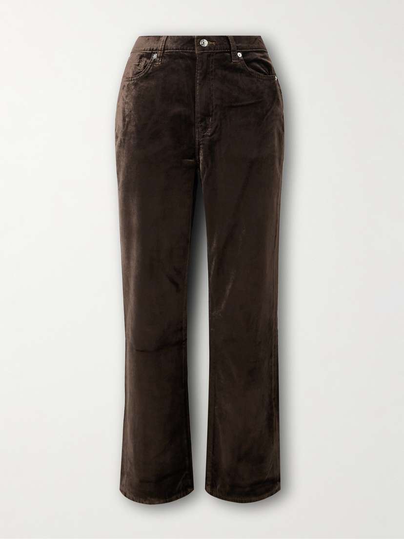 Frame Le Sleek Cropped Cotton-blend Velvet Bootcut Pants