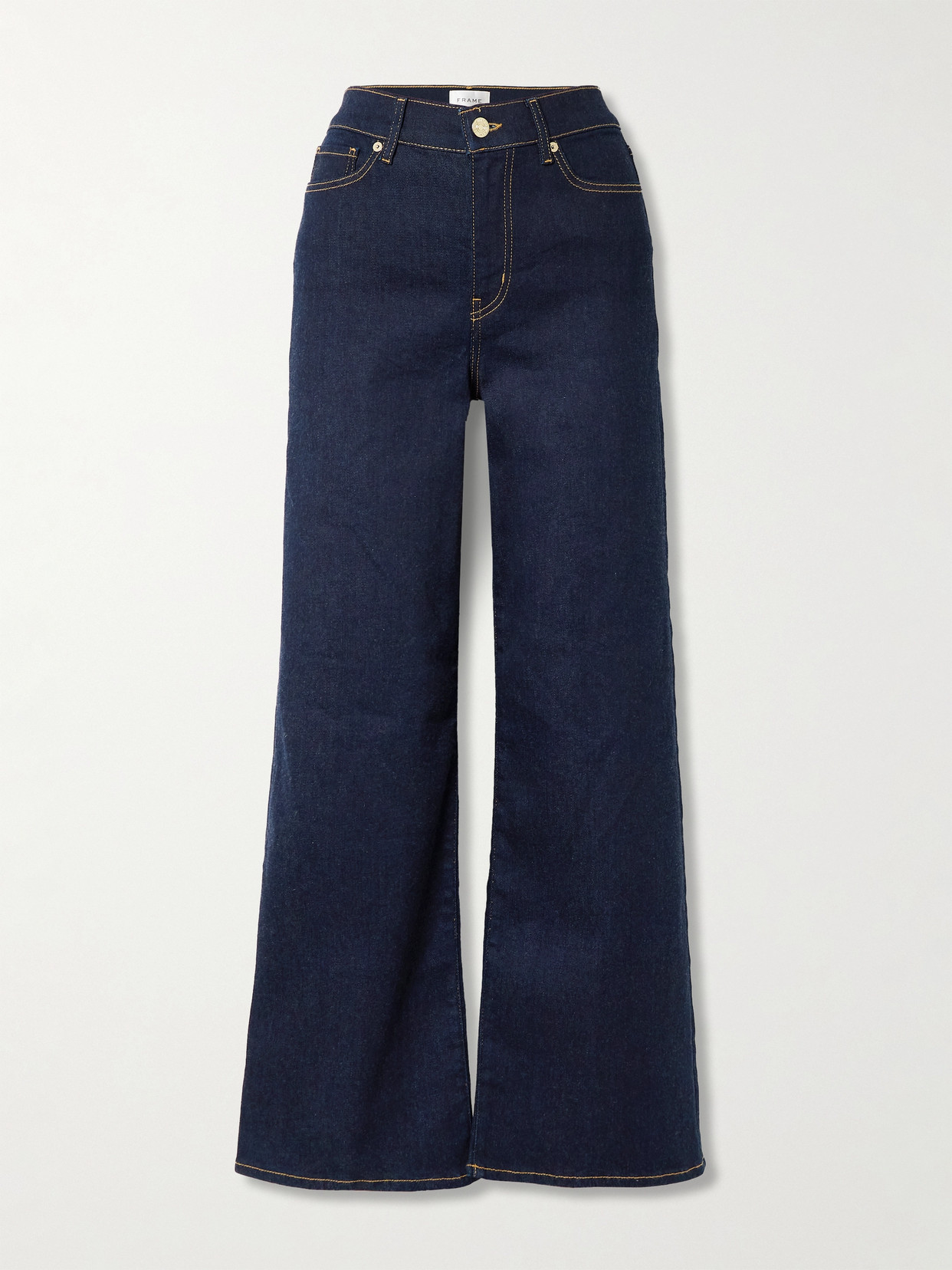 FRAME LE SLIM PALAZZO TOPSTITCHED HIGH-RISE WIDE-LEG JEANS