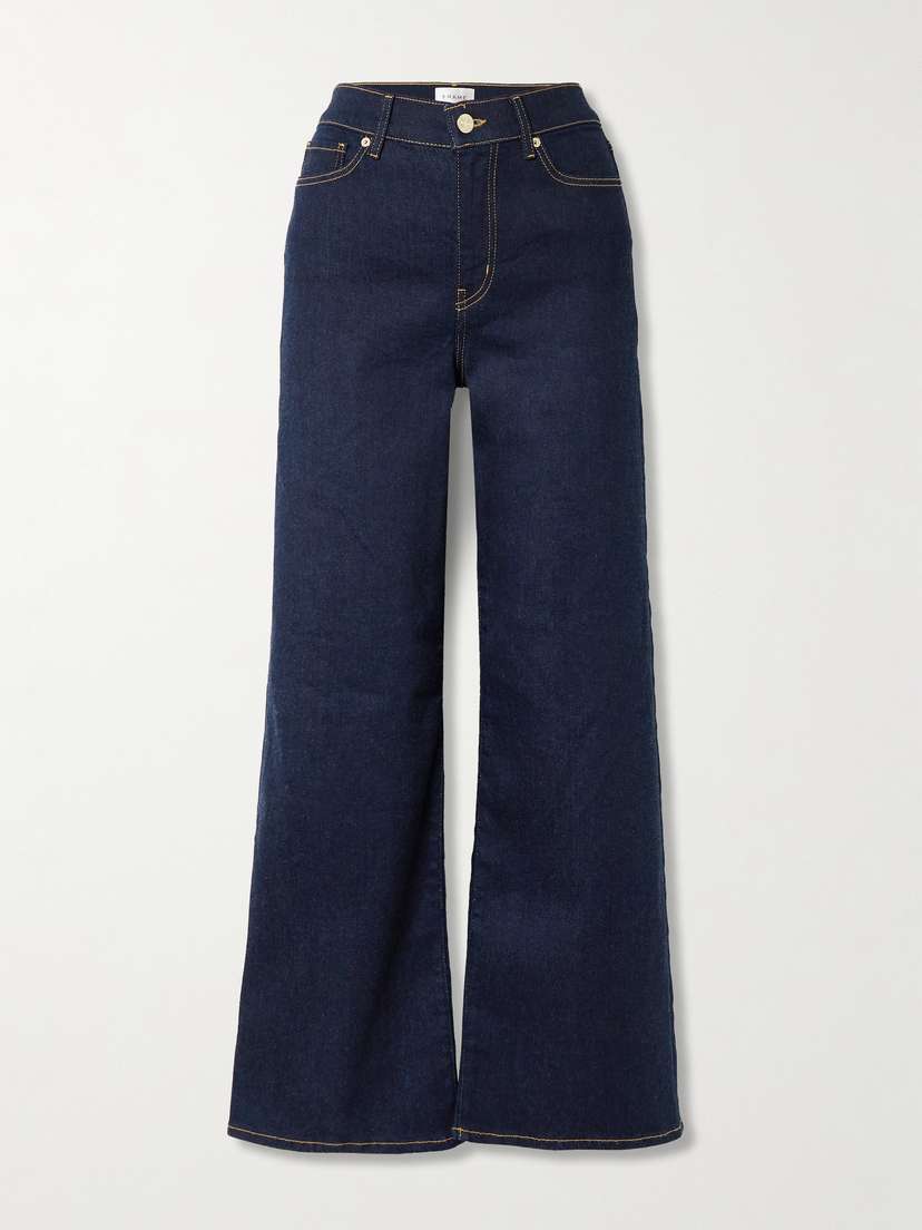 Frame Le Slim Palazzo Topstitched High-rise Wide-leg Jeans