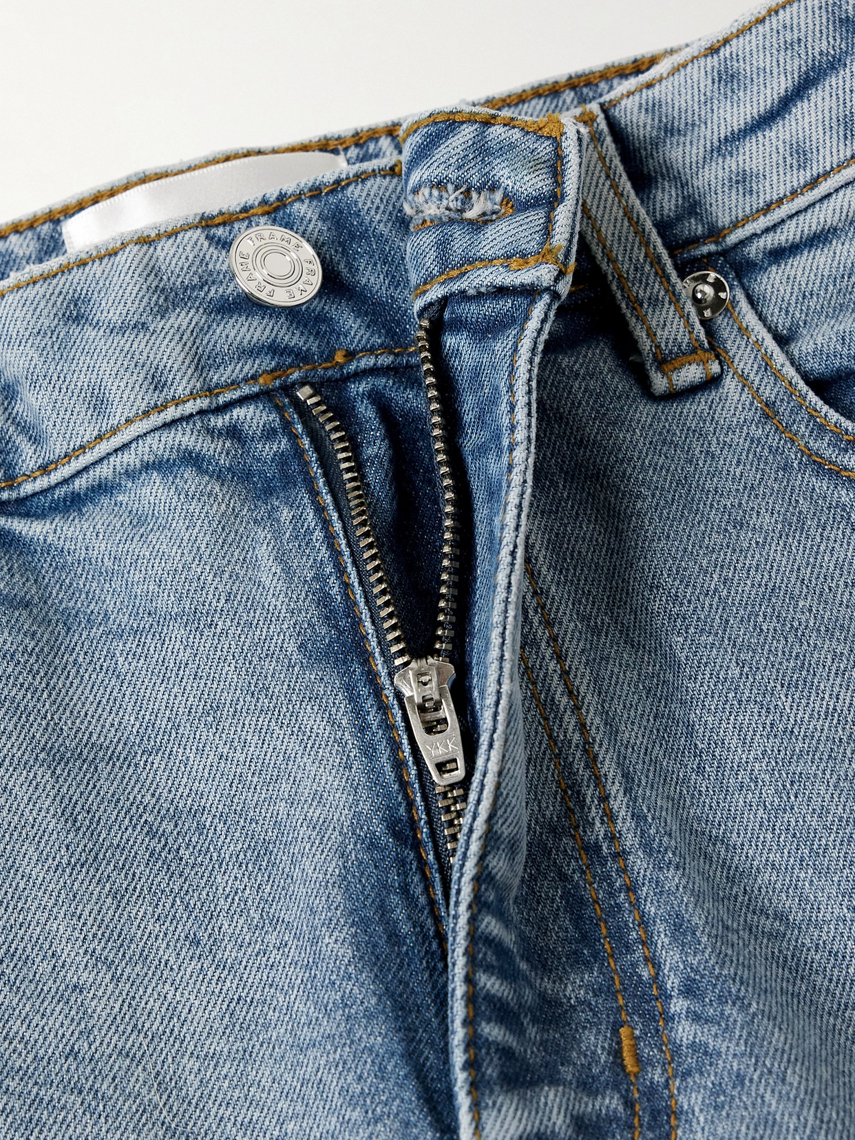 Frame The Pixie Arrow Cropped High-rise Bootcut Jeans In Blue