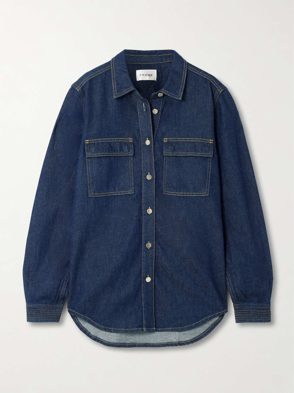 Frame The Trapunto Denim Overshirt In Blue