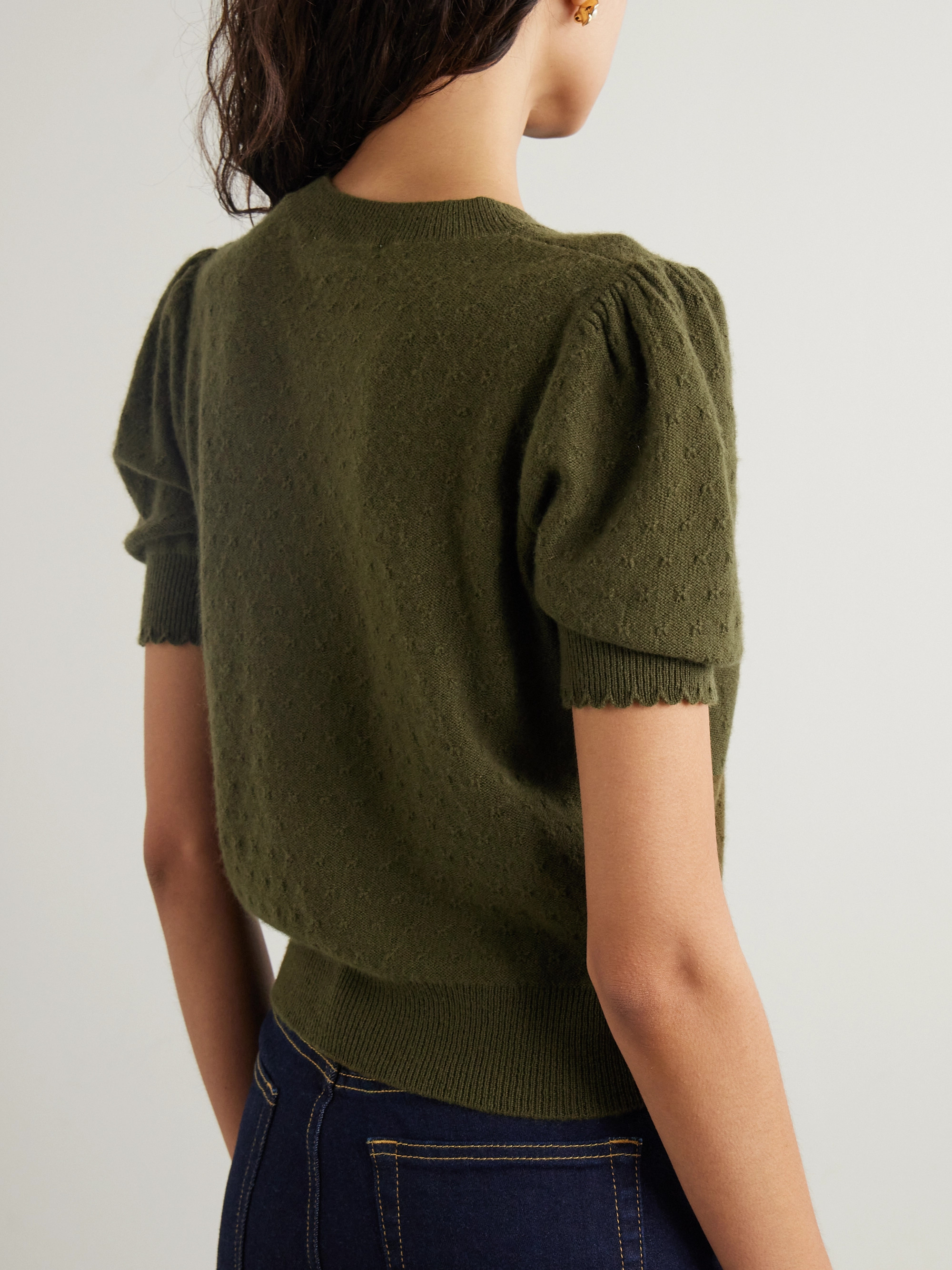 FRAME Pointelle-knit cashmere sweater thumbnail