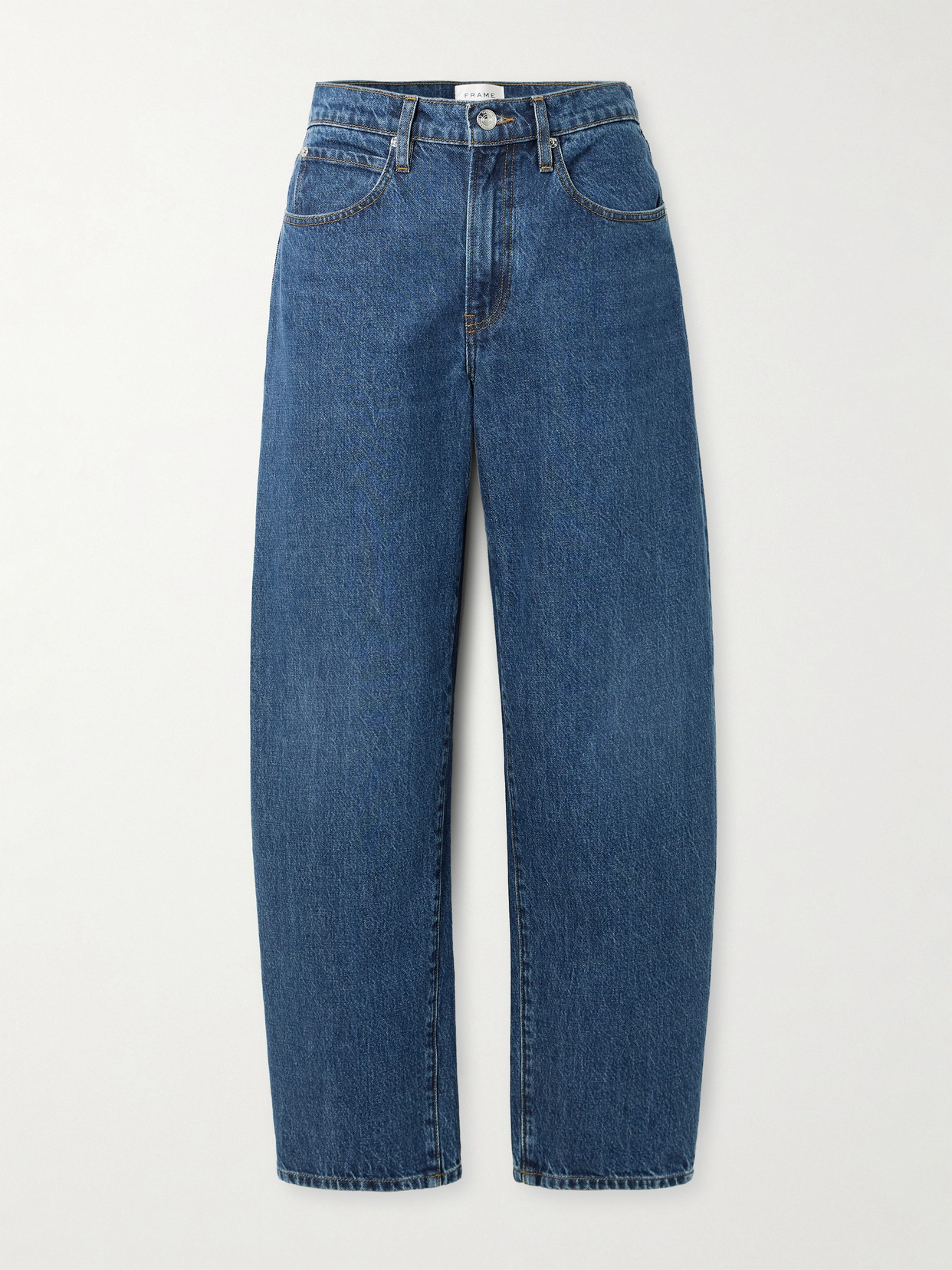 Frame Low Slung Barrel Boyfriend Jeans In Blue