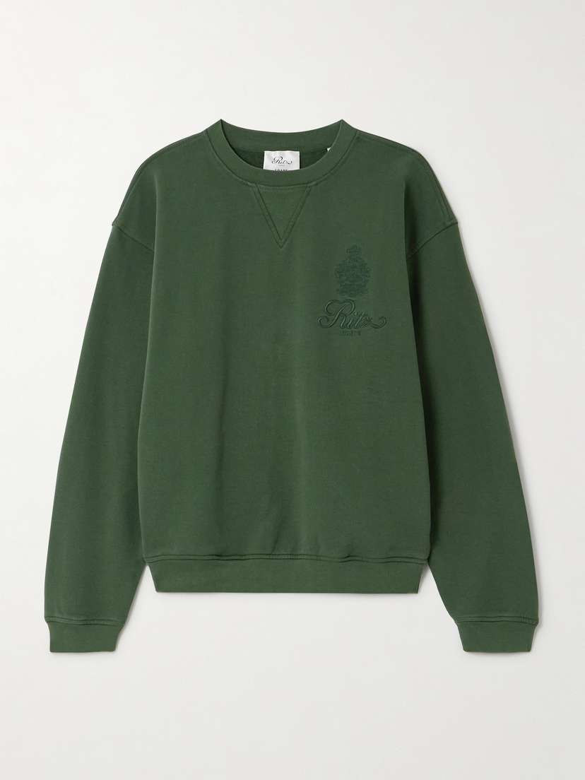 Frame + Ritz Paris Embroidered Cotton-blend Jersey Sweatshirt