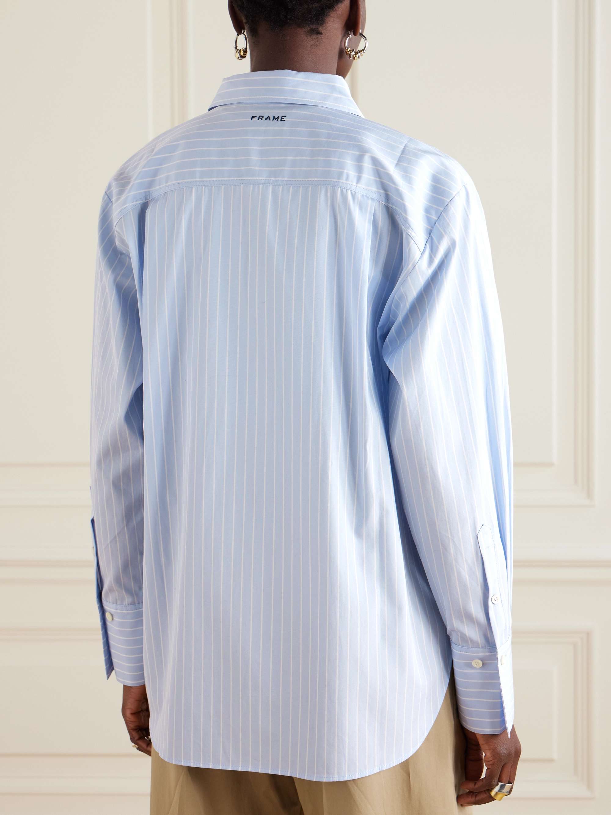 FRAME + Ritz Paris embroidered striped cotton-poplin shirt