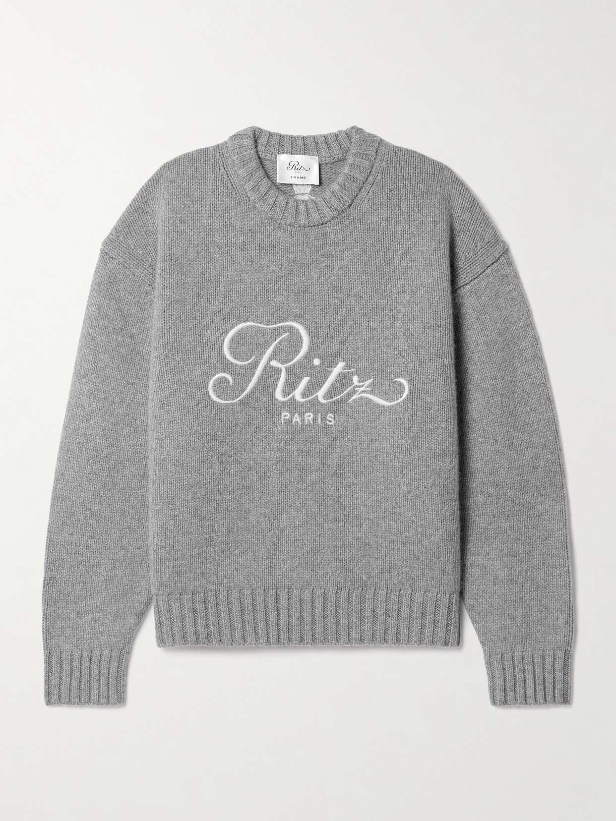 Frame Ritz Unisex Cashmere Sweater Grey Melange In Gray