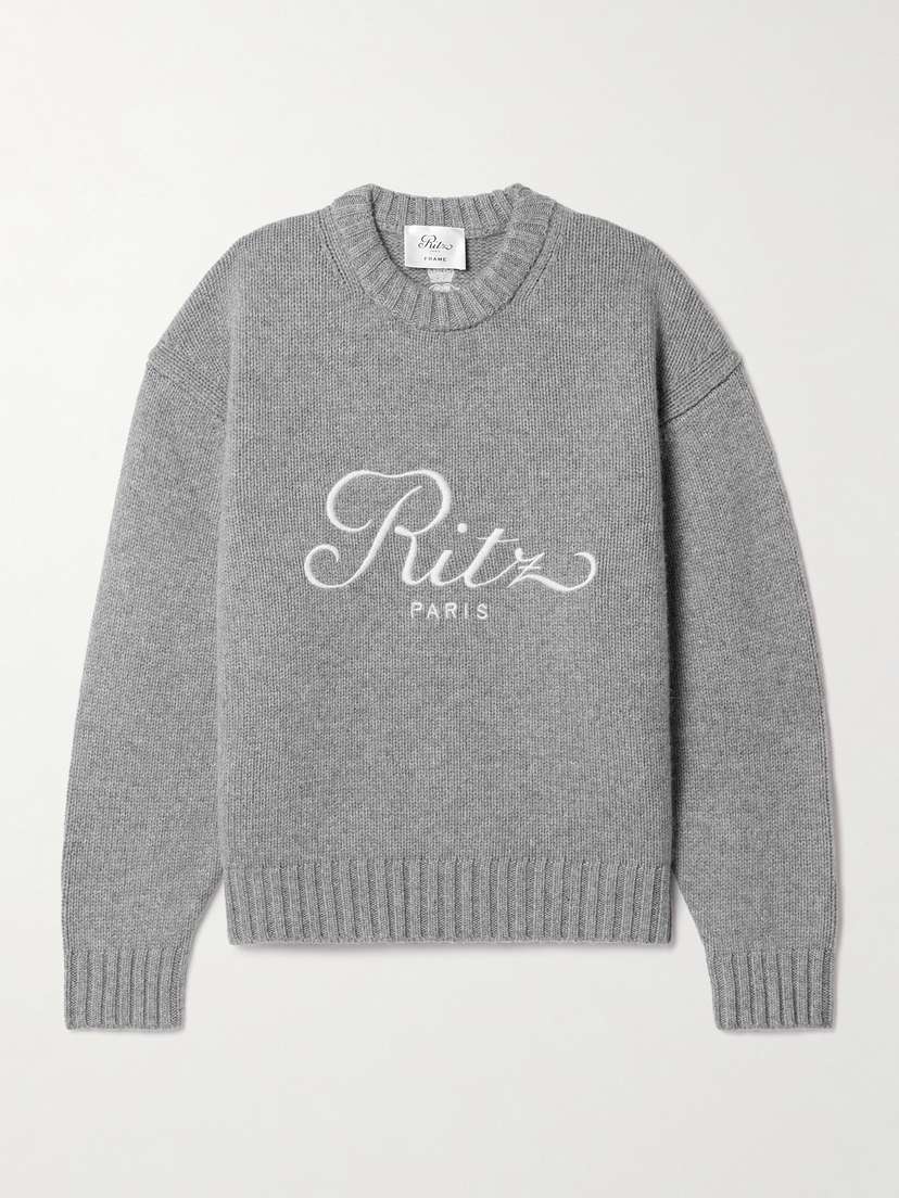 Frame + Ritz Paris Embroidered Cashmere Sweater