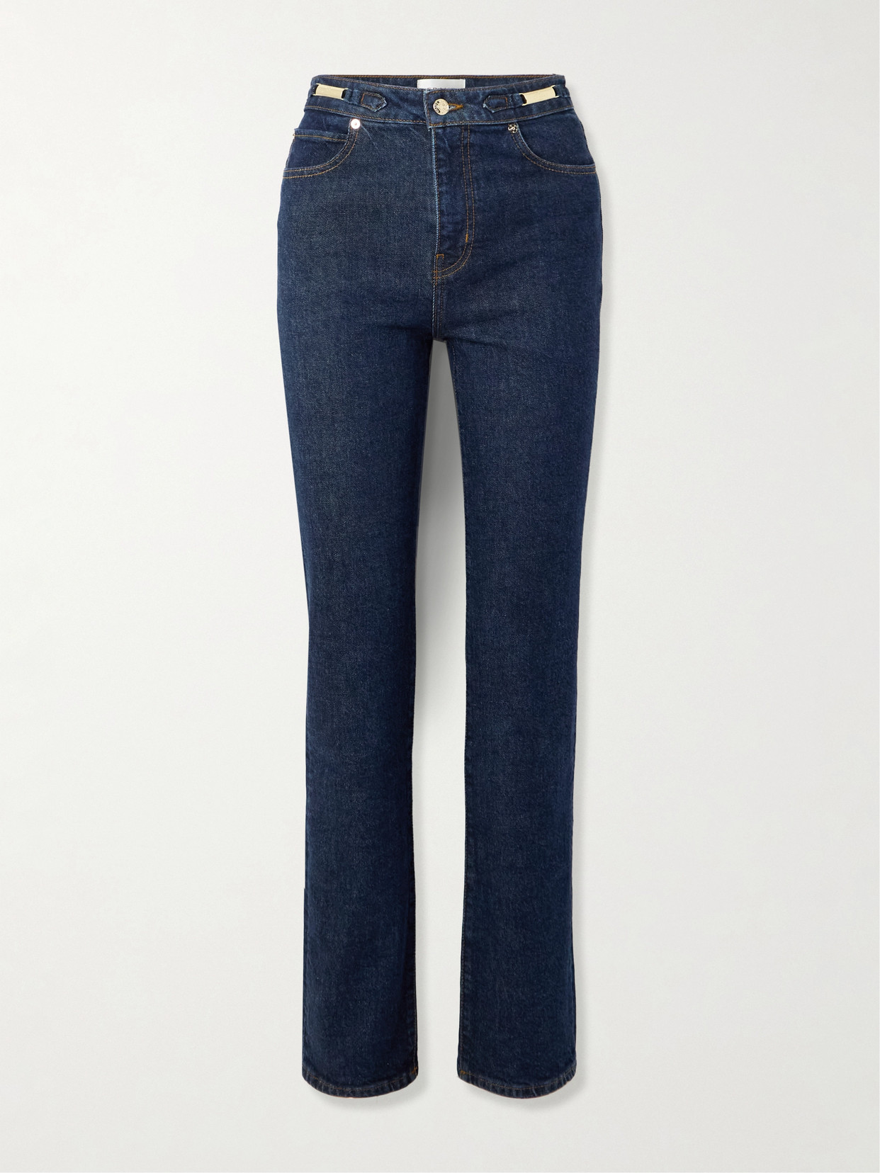 Frame + Ritz Paris The Ruler Embellished High-rise Straight-leg Jeans In Blue