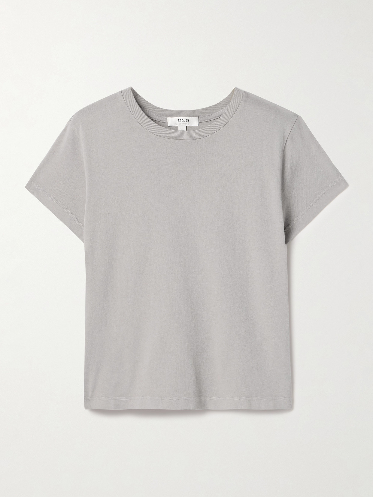 Agolde Adine Cropped Organic Cotton-jersey T-shirt In Gray