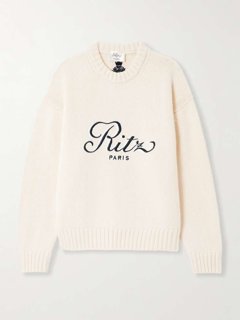 Frame + Ritz Paris Embroidered Cashmere Sweater