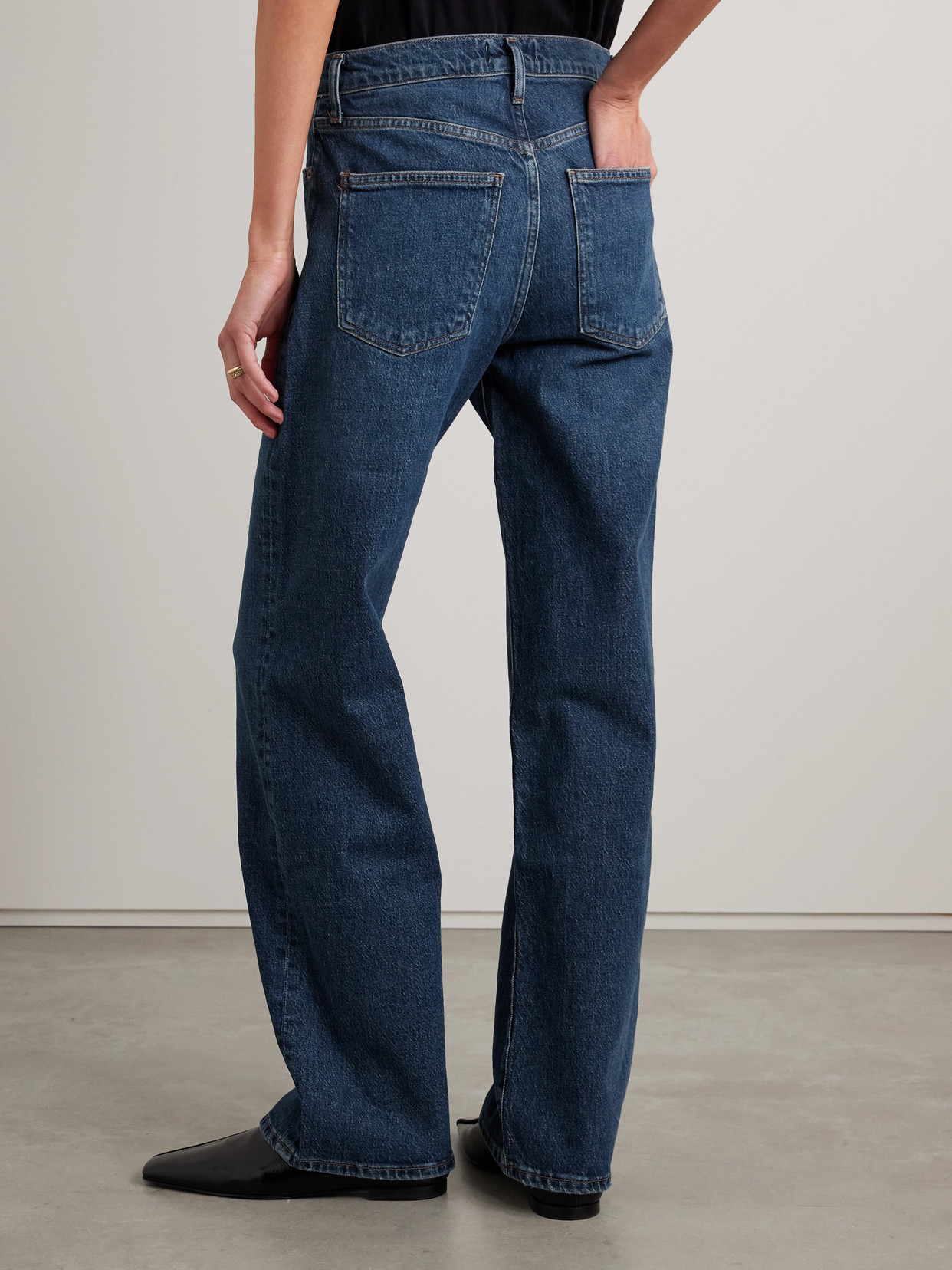 Agolde Ren Rigid High-rise Wide-leg Jeans In Blue