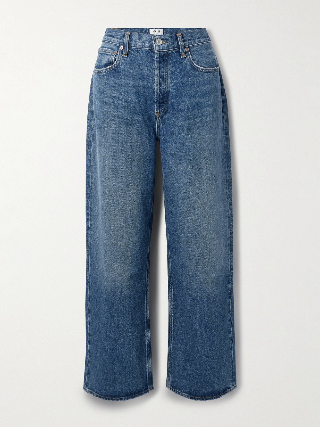 Agolde Harper Jeans Mid Rise Relaxed Straight Jeans Echo In Blue